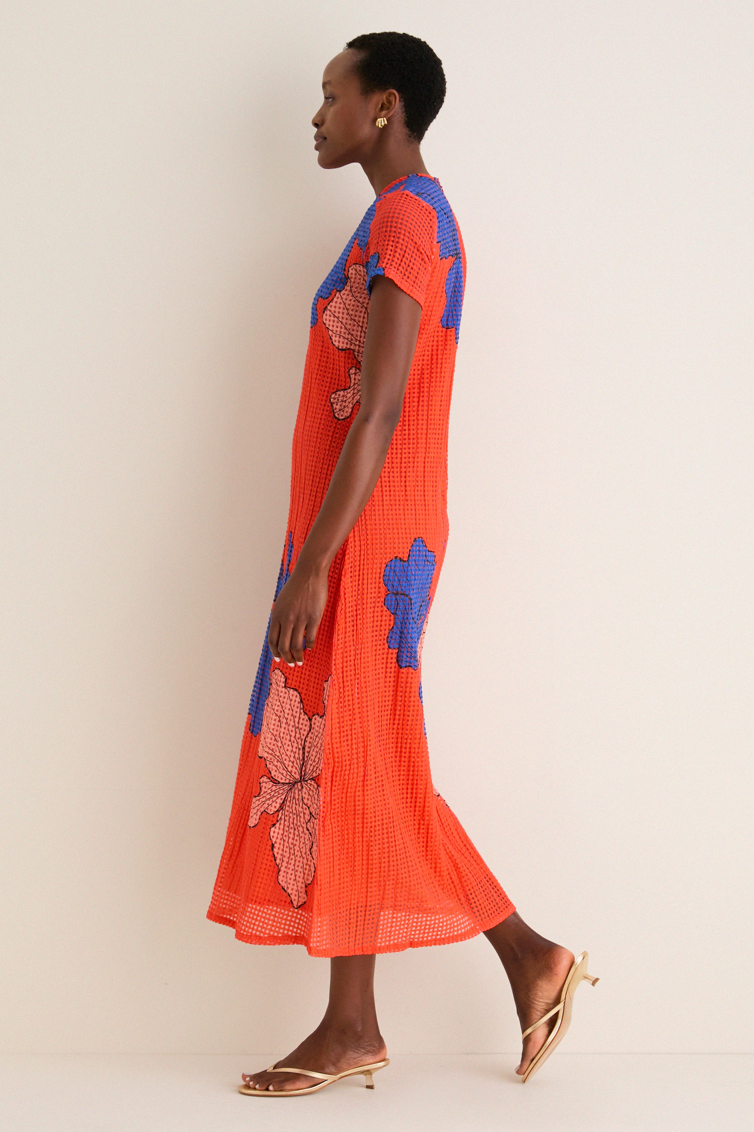 Bora Bora Red Short Sleeve Shift Maxi Dress