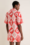 Asterias Red Collared Shirt Mini Dress