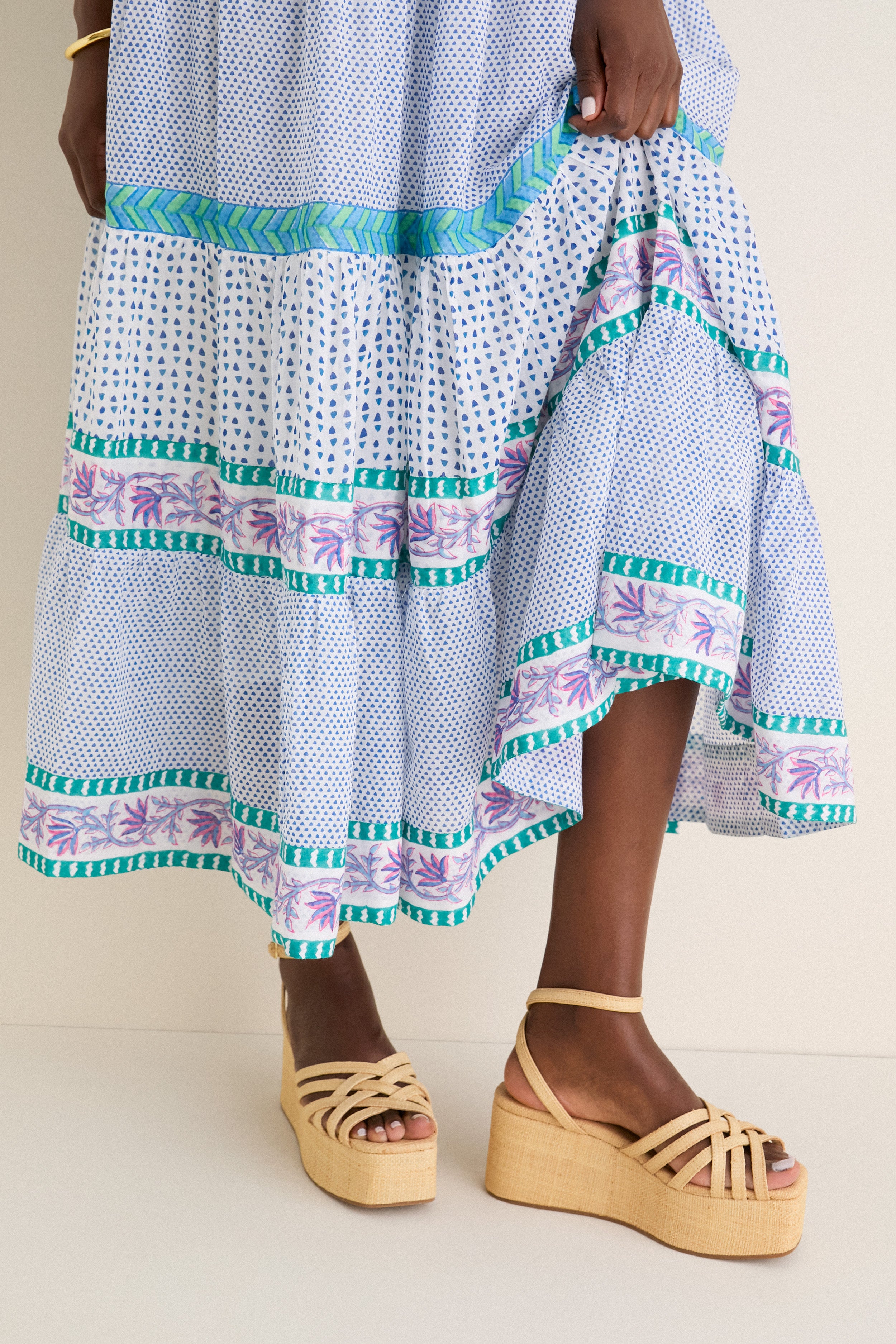 Capri Blue Sleeveless Smocked Maxi Dress