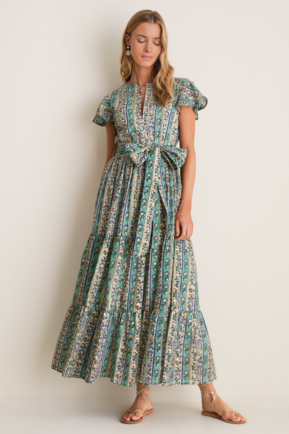 Oliphant Taj Aqua V-Neck Maxi Dress Taj Aqua / S Oliphant Taj Aqua V-Neck Maxi Dress Taj Aqua / S