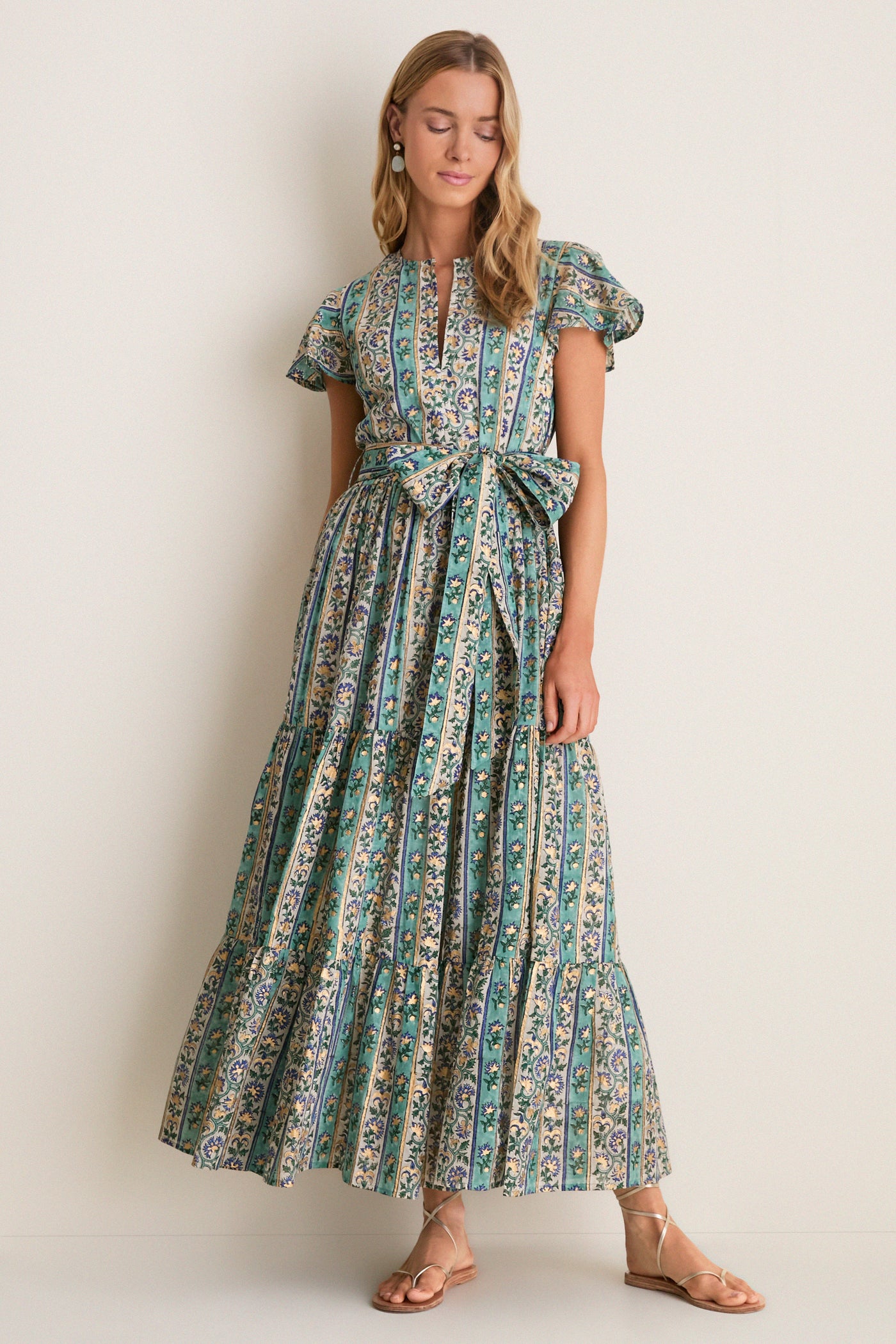 Oliphant Taj Aqua V-Neck Maxi Dress Taj Aqua / S Oliphant Taj Aqua V-Neck Maxi Dress Taj Aqua / S