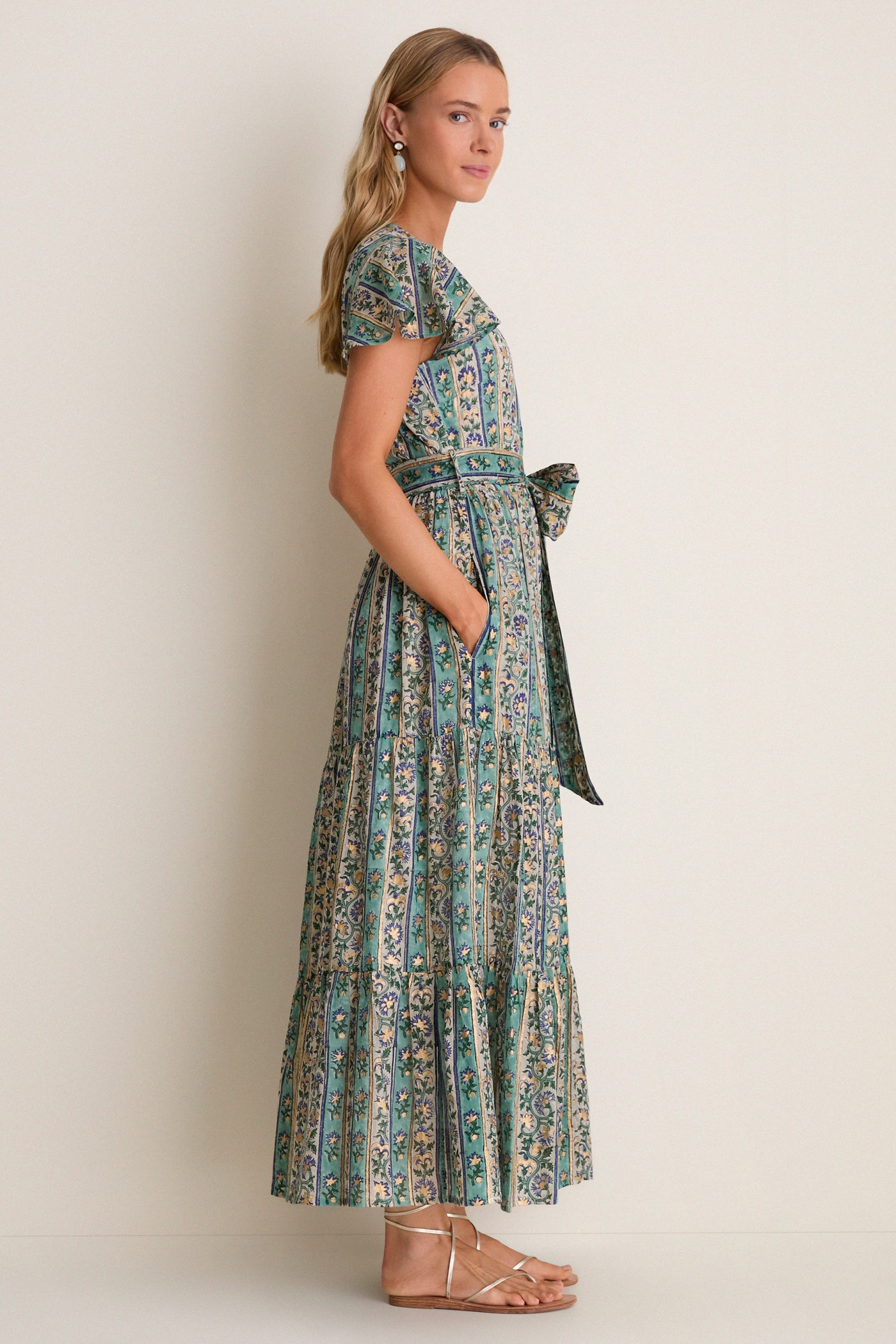 Taj Aqua V-Neck Maxi Dress | Oliphant Taj Aqua V-Neck Maxi Dress | Oliphant