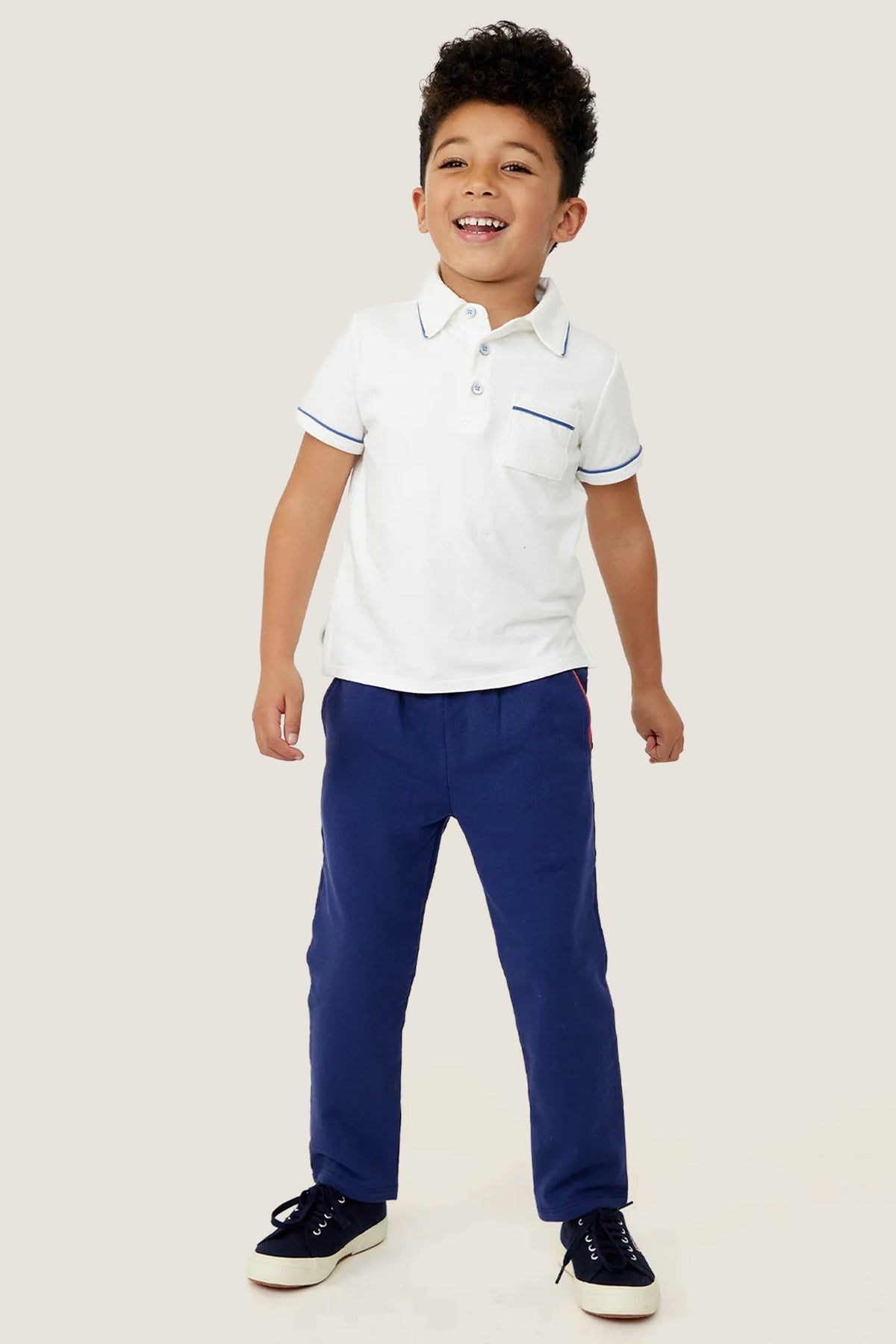 White and Navy Piping Marco Polo