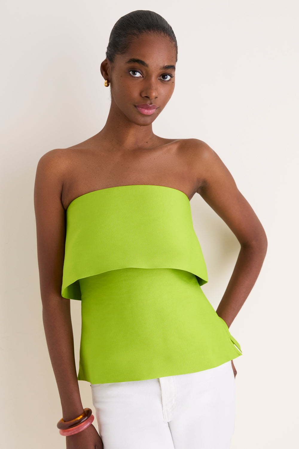 Lime Felix Satin Strapless Top | ALIGNE Lime Felix Satin Strapless Top | ALIGNE