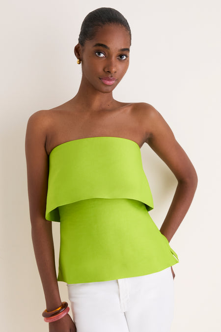 Lime Felix Satin Strapless Top | ALIGNE Lime Felix Satin Strapless Top | ALIGNE