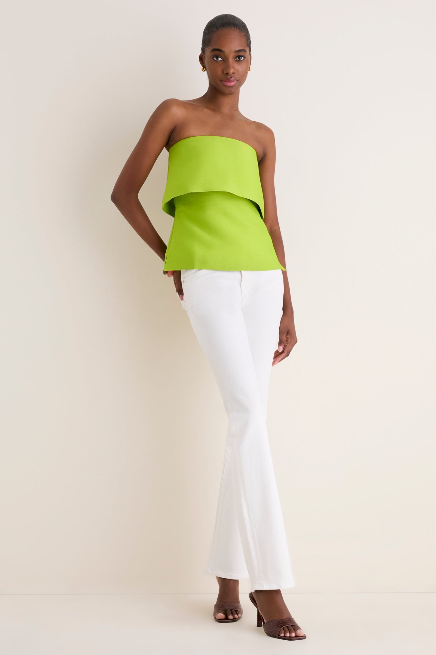 Lime Felix Satin Strapless Top | ALIGNE Lime Felix Satin Strapless Top | ALIGNE