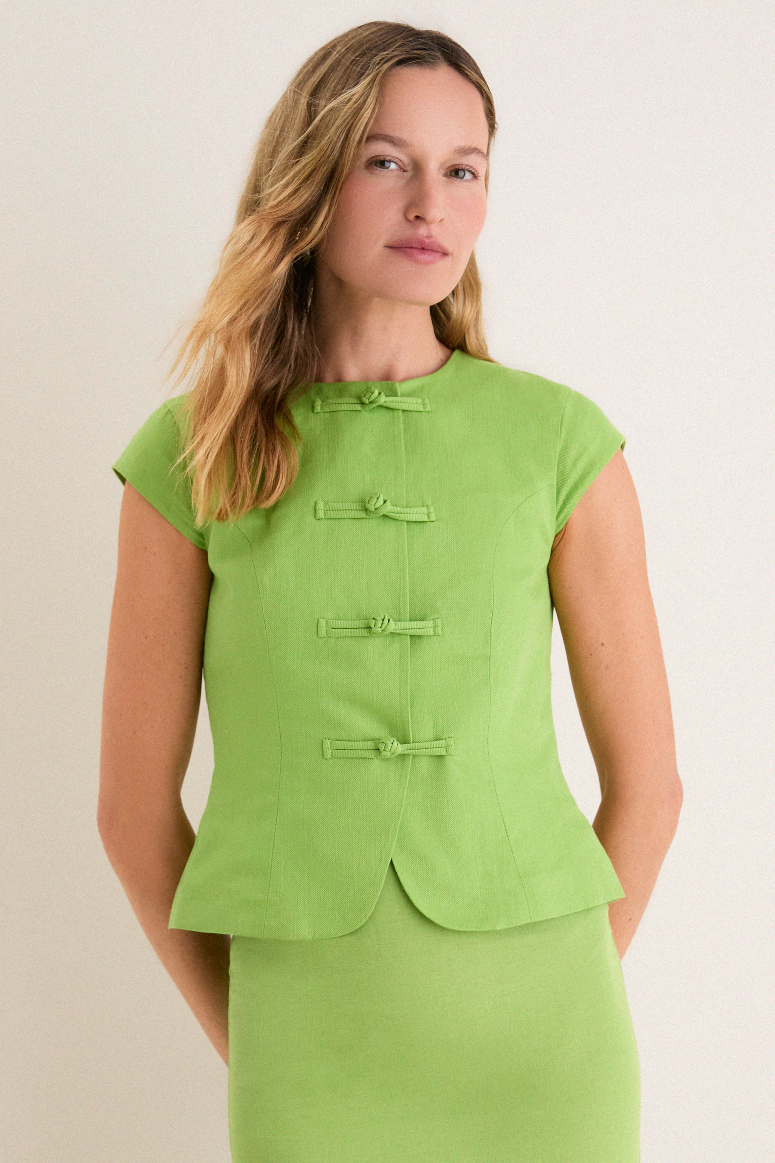 Apple Connie Linen Mix Top | ALIGNE