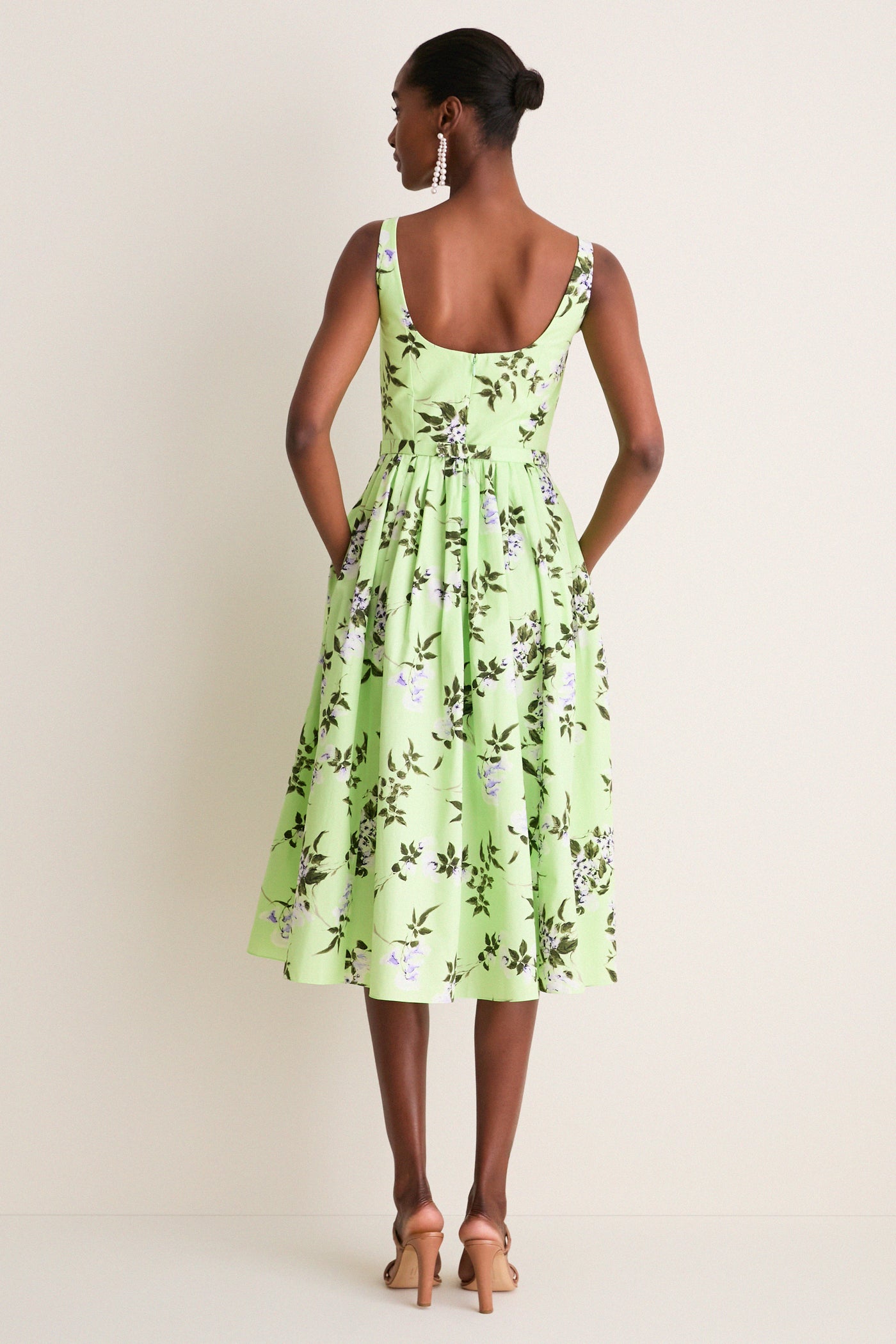 Green and Lilac Lillies Eglantine Dress