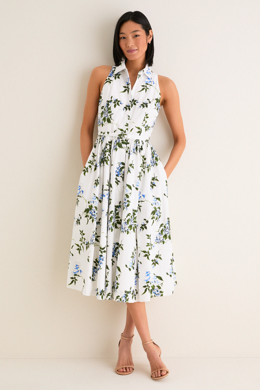 White and Lilac Lillies Norika Dress