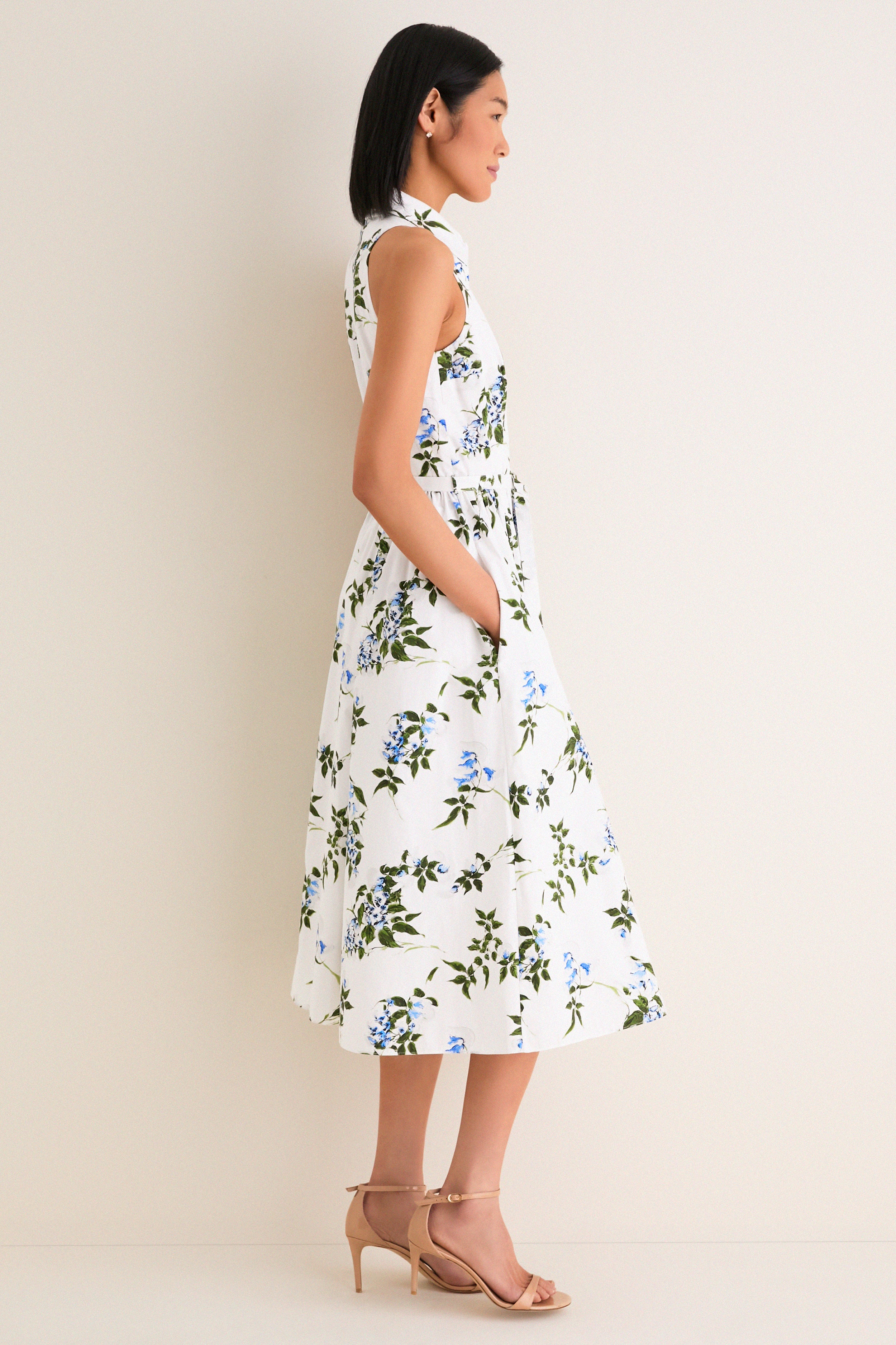 White and Lilac Lillies Norika Dress | Emilia Wickstead