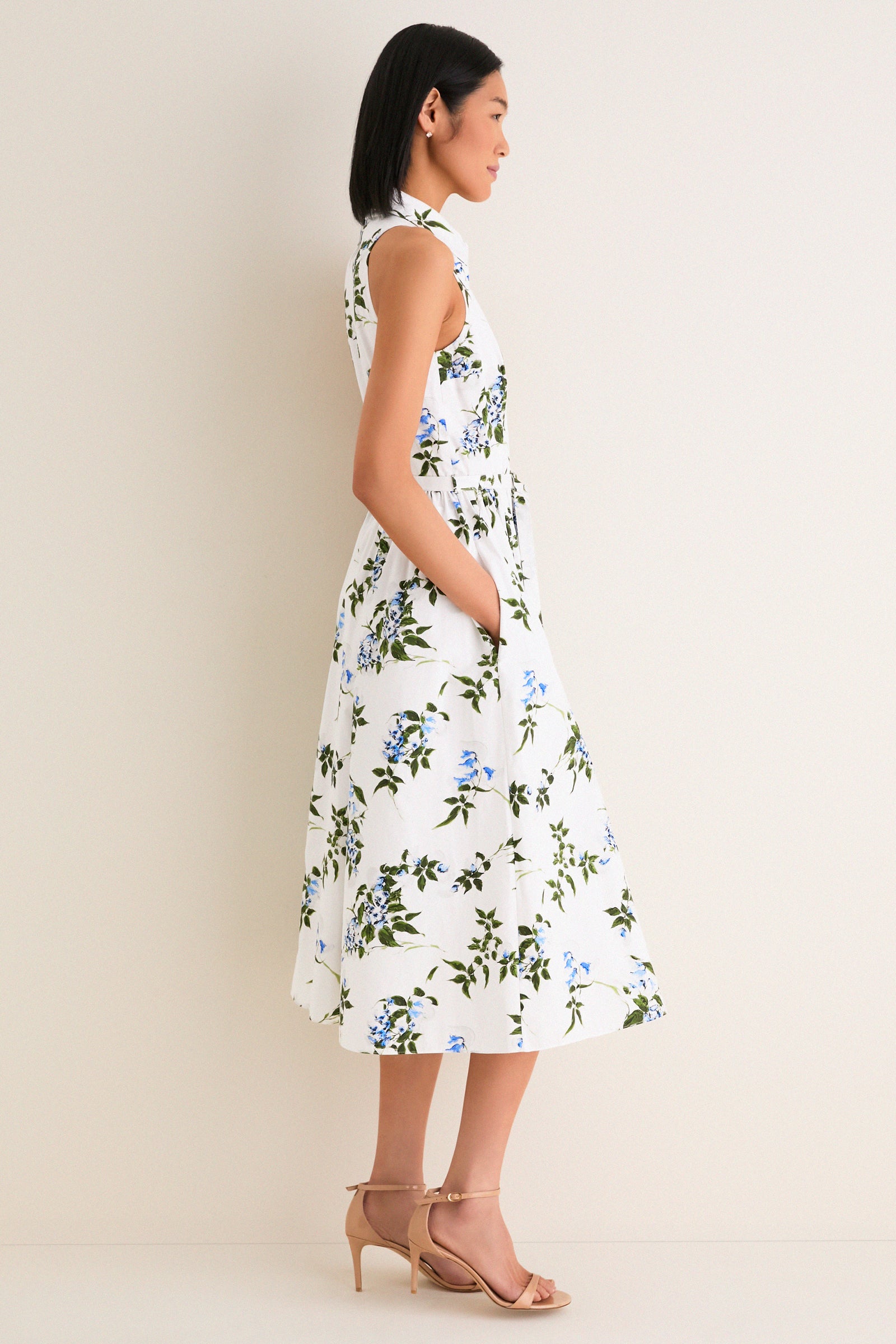 White and Lilac Lillies Norika Dress