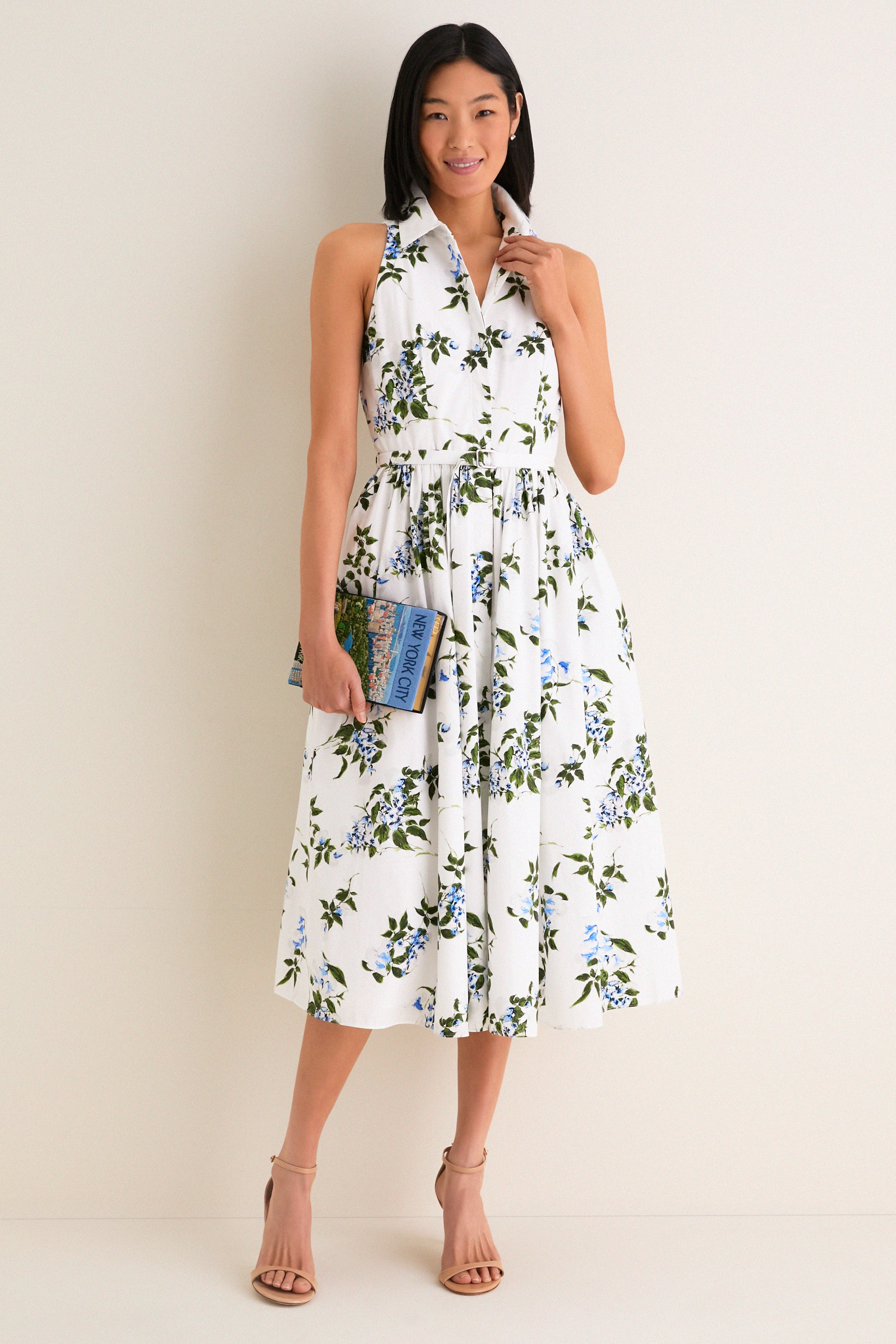 White and Lilac Lillies Norika Dress | Emilia Wickstead
