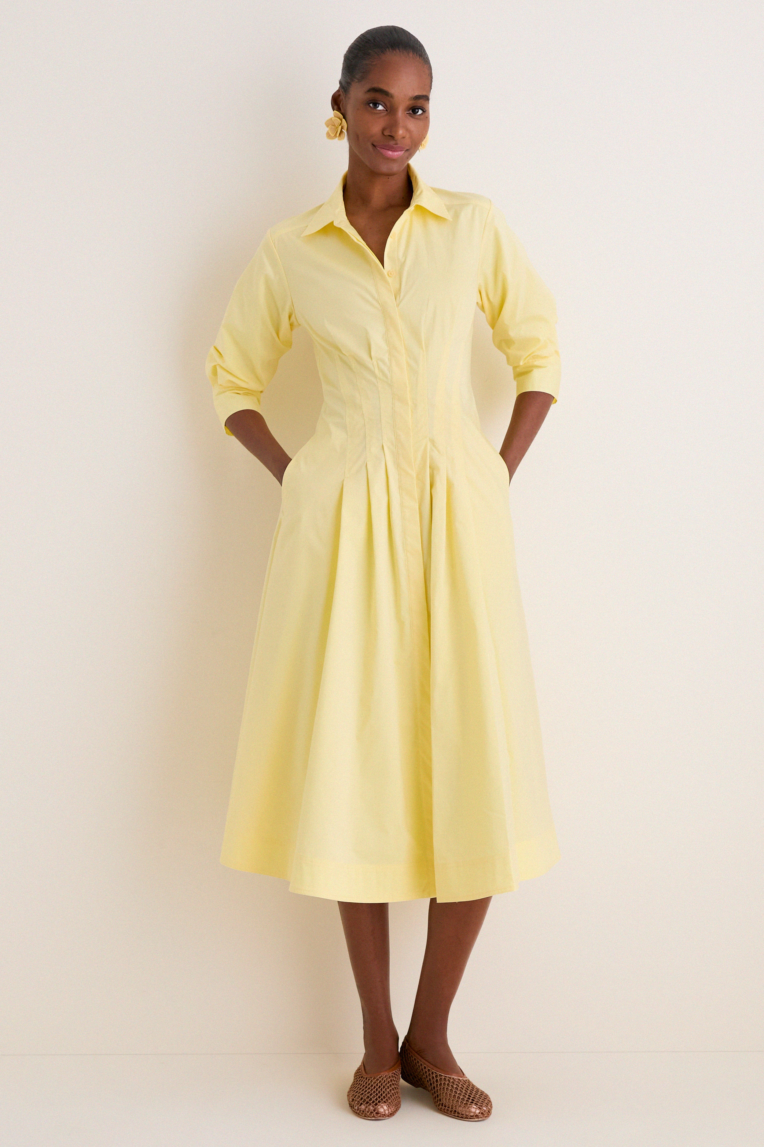 Buttercream Jazz Pintuck Midi Dress
