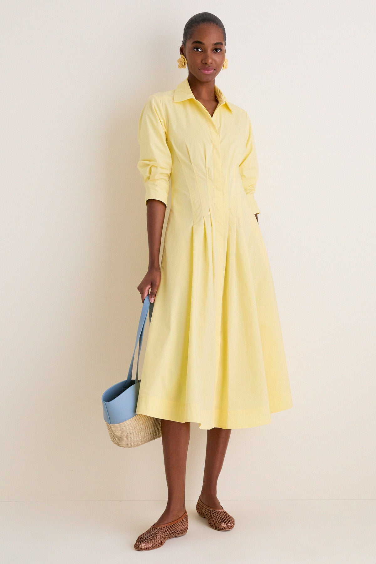Buttercream Jazz Pintuck Midi Dress