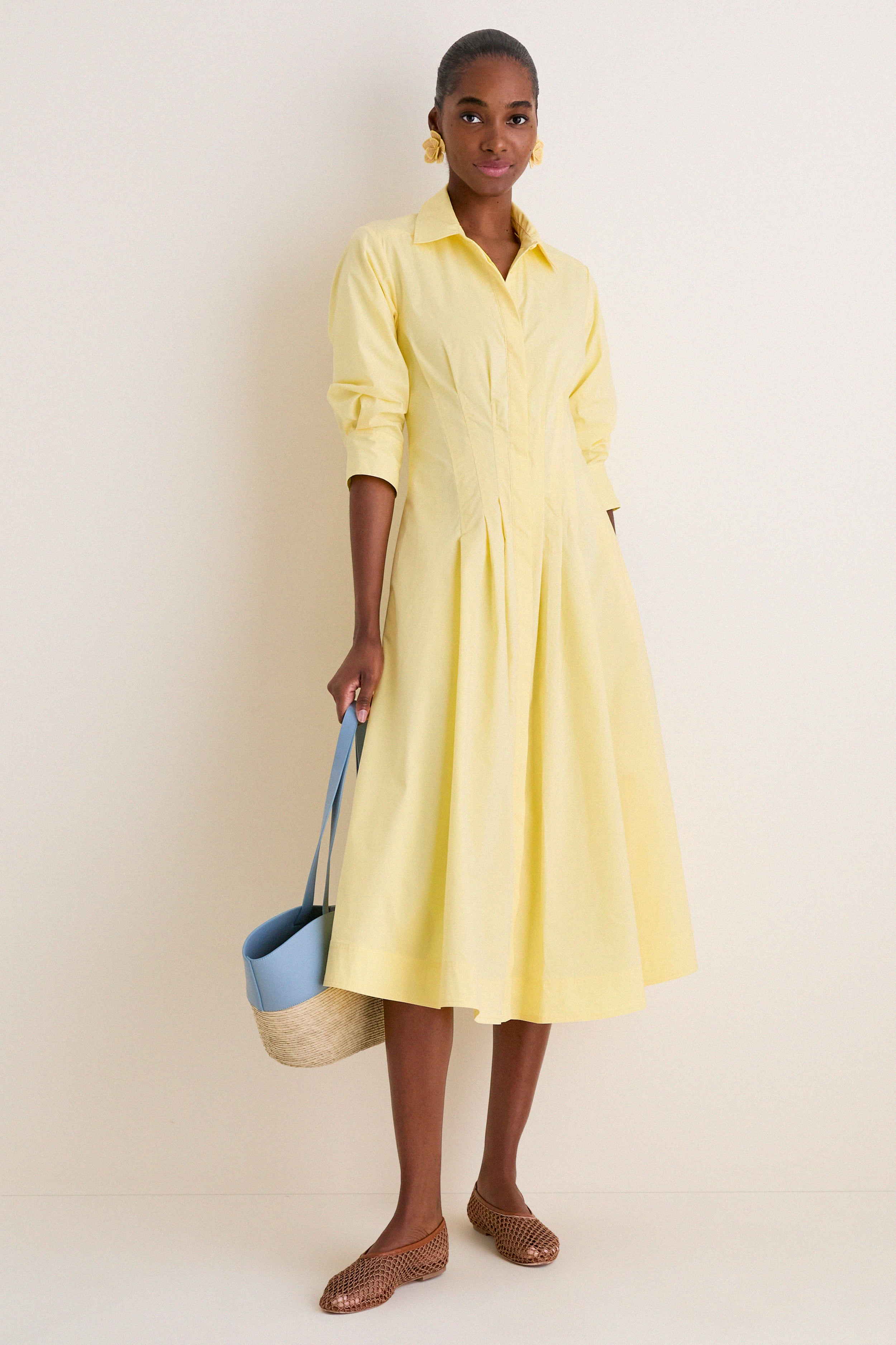 Buttercream Jazz Pintuck Midi Dress