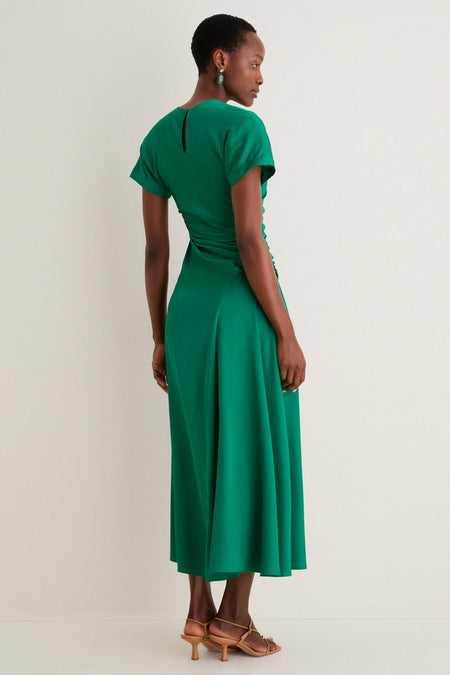 Kelly Green Marabella Draped Midi Dress