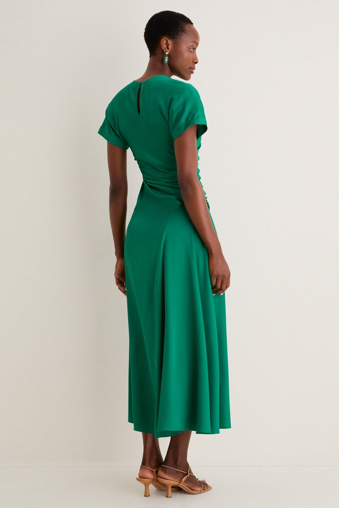 Kelly Green Marabella Draped Midi Dress