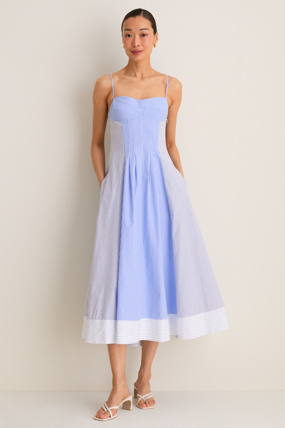 Simkhai Chamberlain Periwinkle Striped Cotton Midi Dress