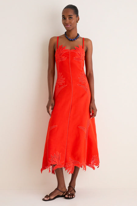 Lobster Ellery Embroidered Bustier Midi Dress | SIMKHAI Lobster Ellery Embroidered Bustier Midi Dress | SIMKHAI