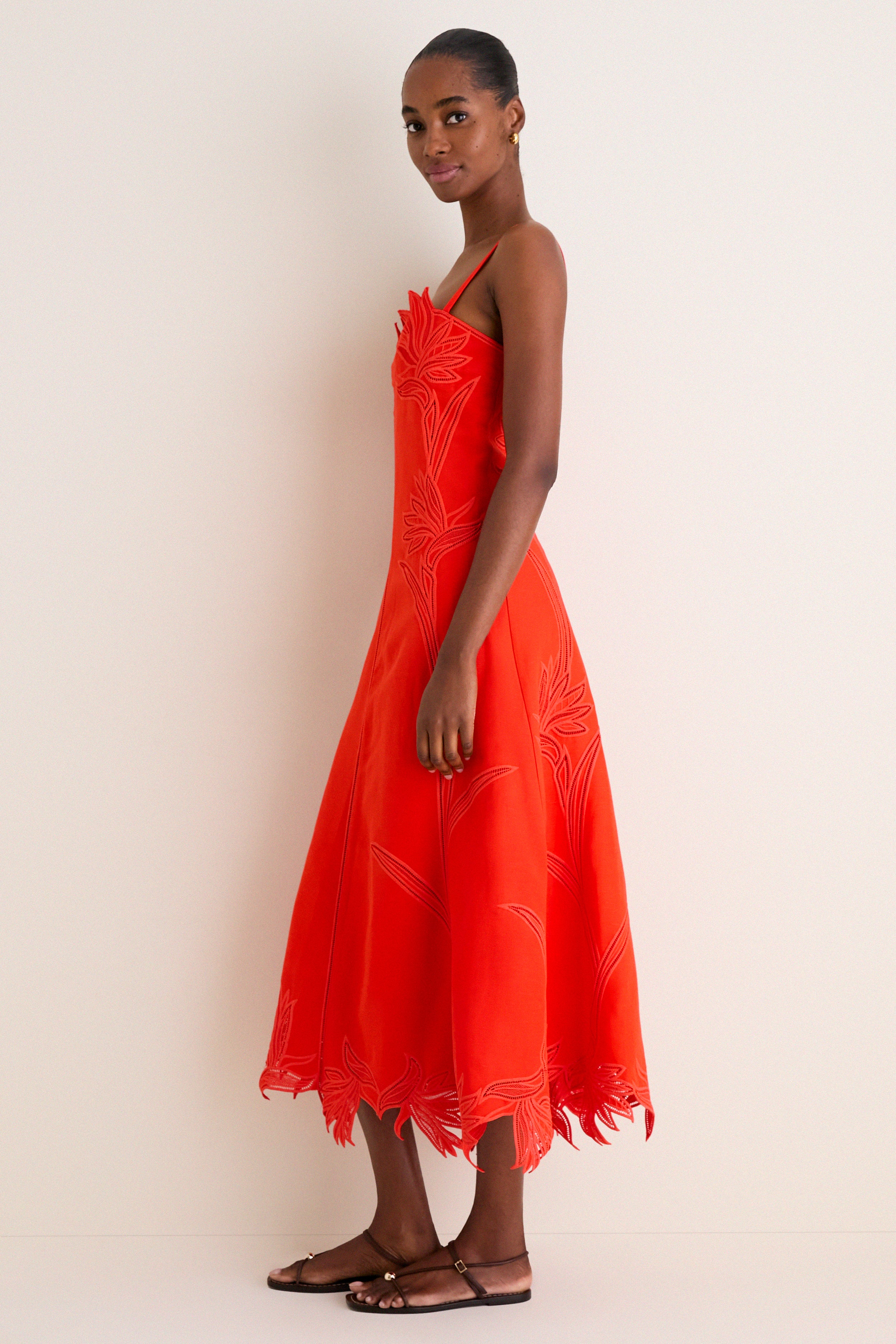 Lobster Ellery Embroidered Bustier Midi Dress