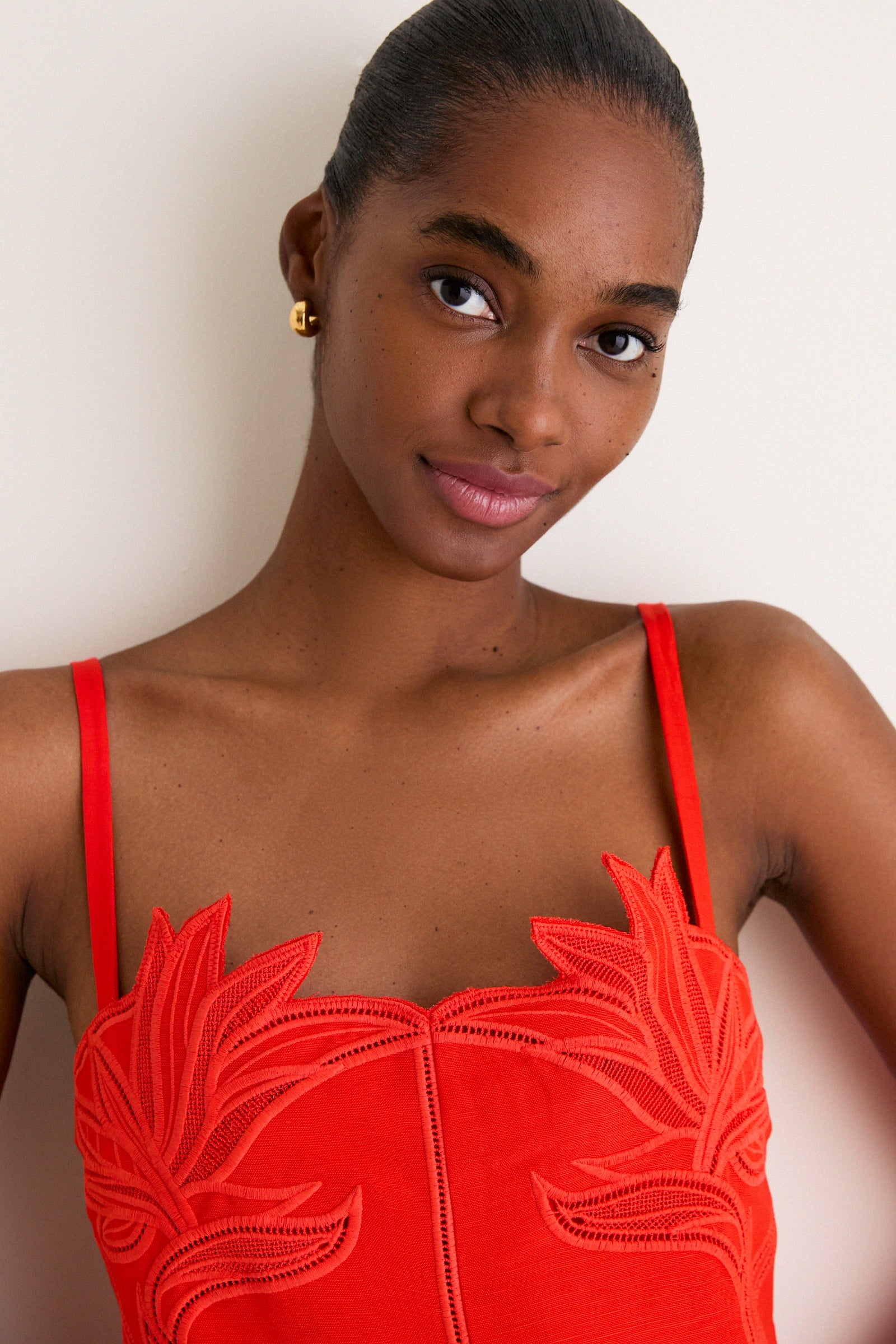 Lobster Ellery Embroidered Bustier Midi Dress