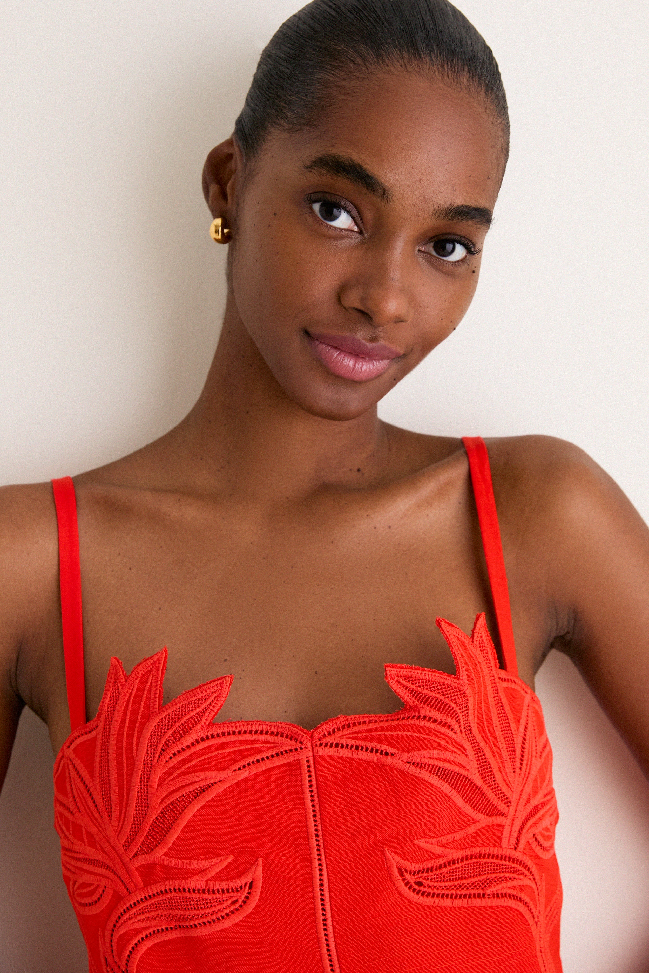 Lobster Ellery Embroidered Bustier Midi Dress