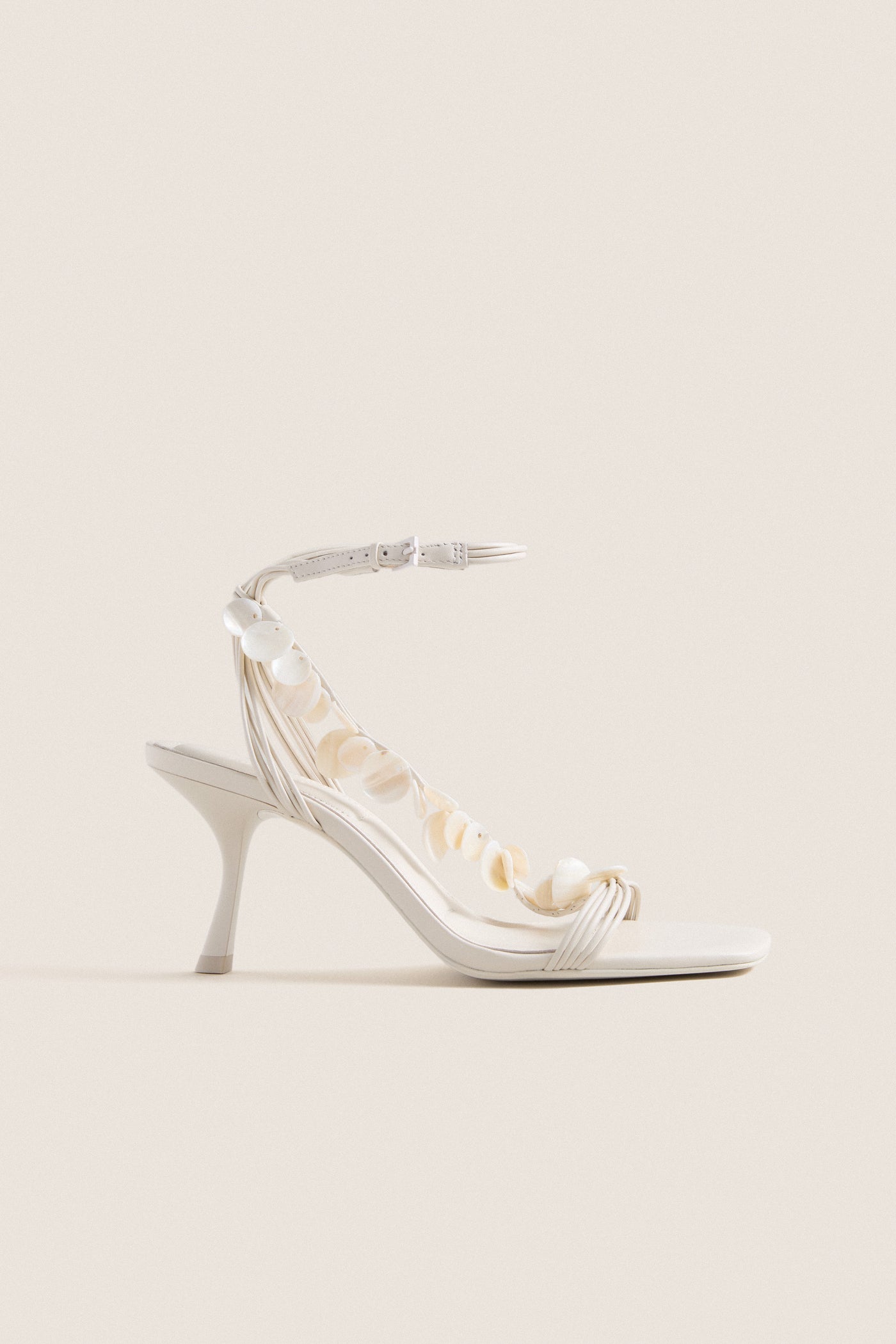 Alabaster Elin Natural Shell Beaded Heels