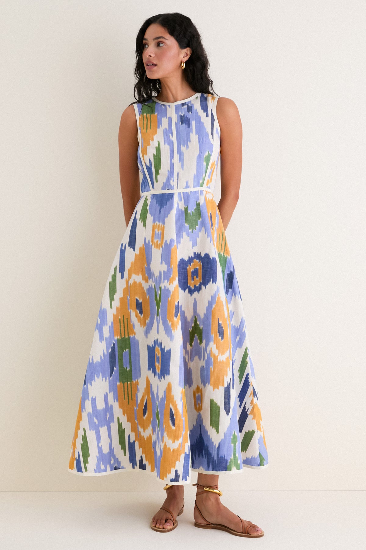 Blue Watercolor Ikat Clodette Maxis Dress | Emporio Sirenuse Blue Watercolor Ikat Clodette Maxis Dress | Emporio Sirenuse