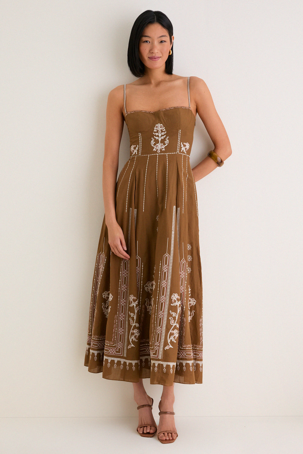 Brown Embroidered Lace Valya Maxis Dress | Emporio Sirenuse Brown Embroidered Lace Valya Maxis Dress | Emporio Sirenuse