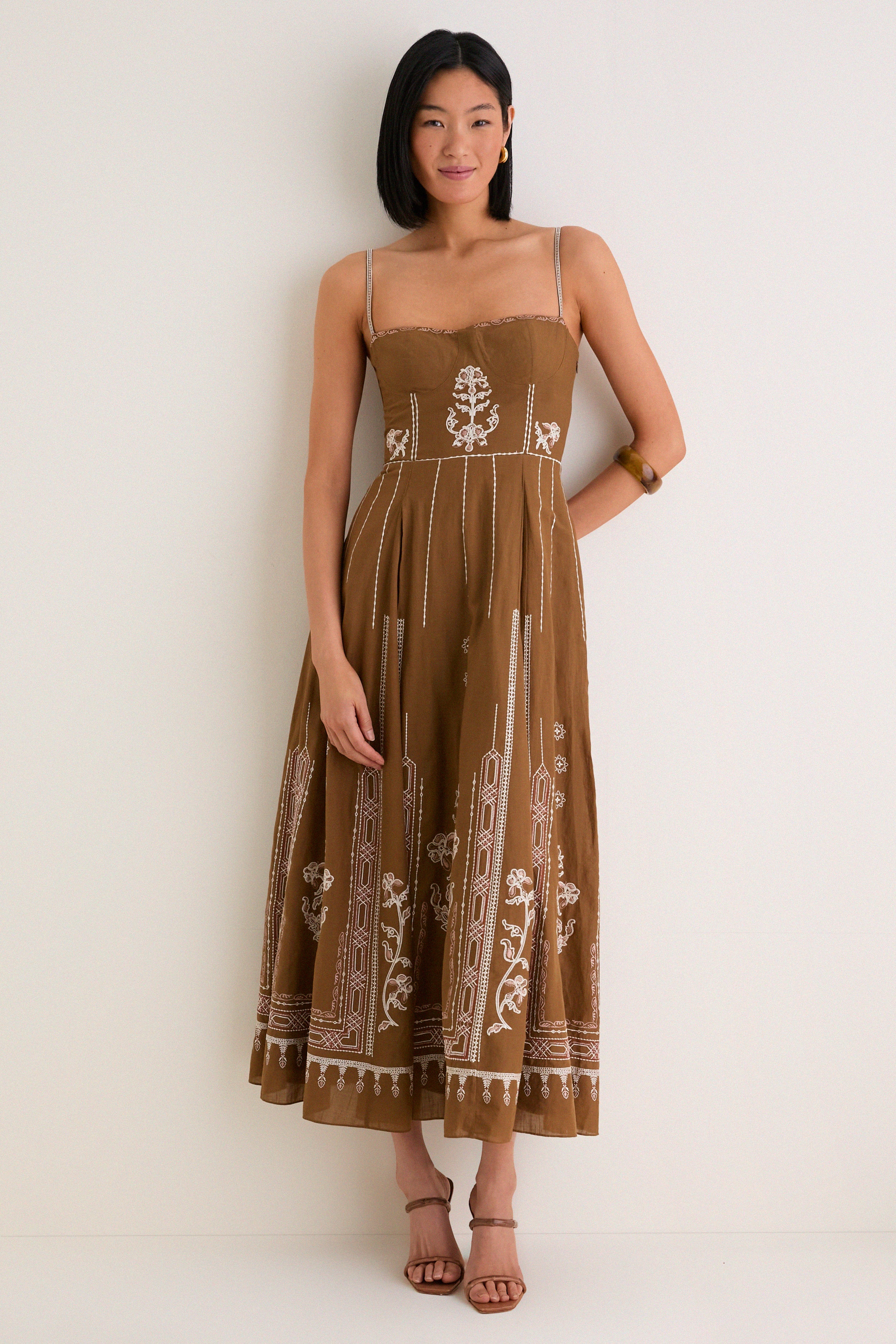 Brown Embroidered Lace Valya Maxis Dress | Emporio Sirenuse Brown Embroidered Lace Valya Maxis Dress | Emporio Sirenuse