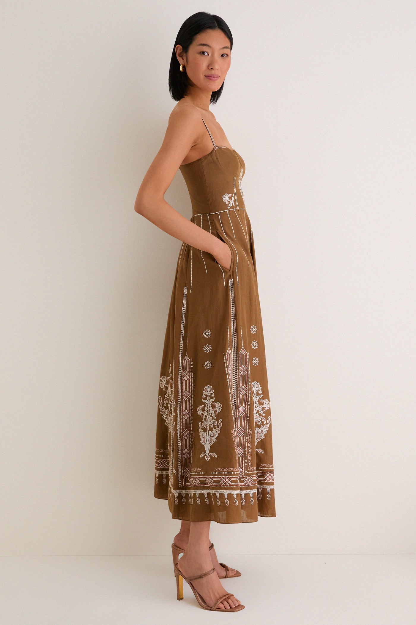 Brown Embroidered Lace Valya Maxis Dress | Emporio Sirenuse Brown Embroidered Lace Valya Maxis Dress | Emporio Sirenuse