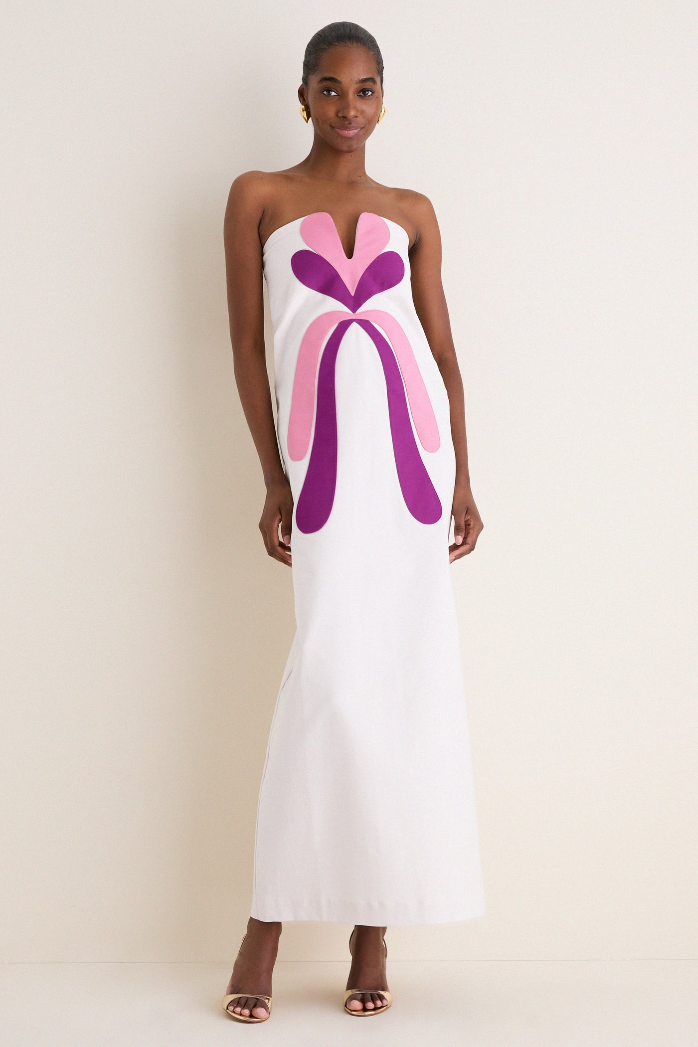 Off White Structured Petal Maxi Dress Adriana Degreas Off White / M