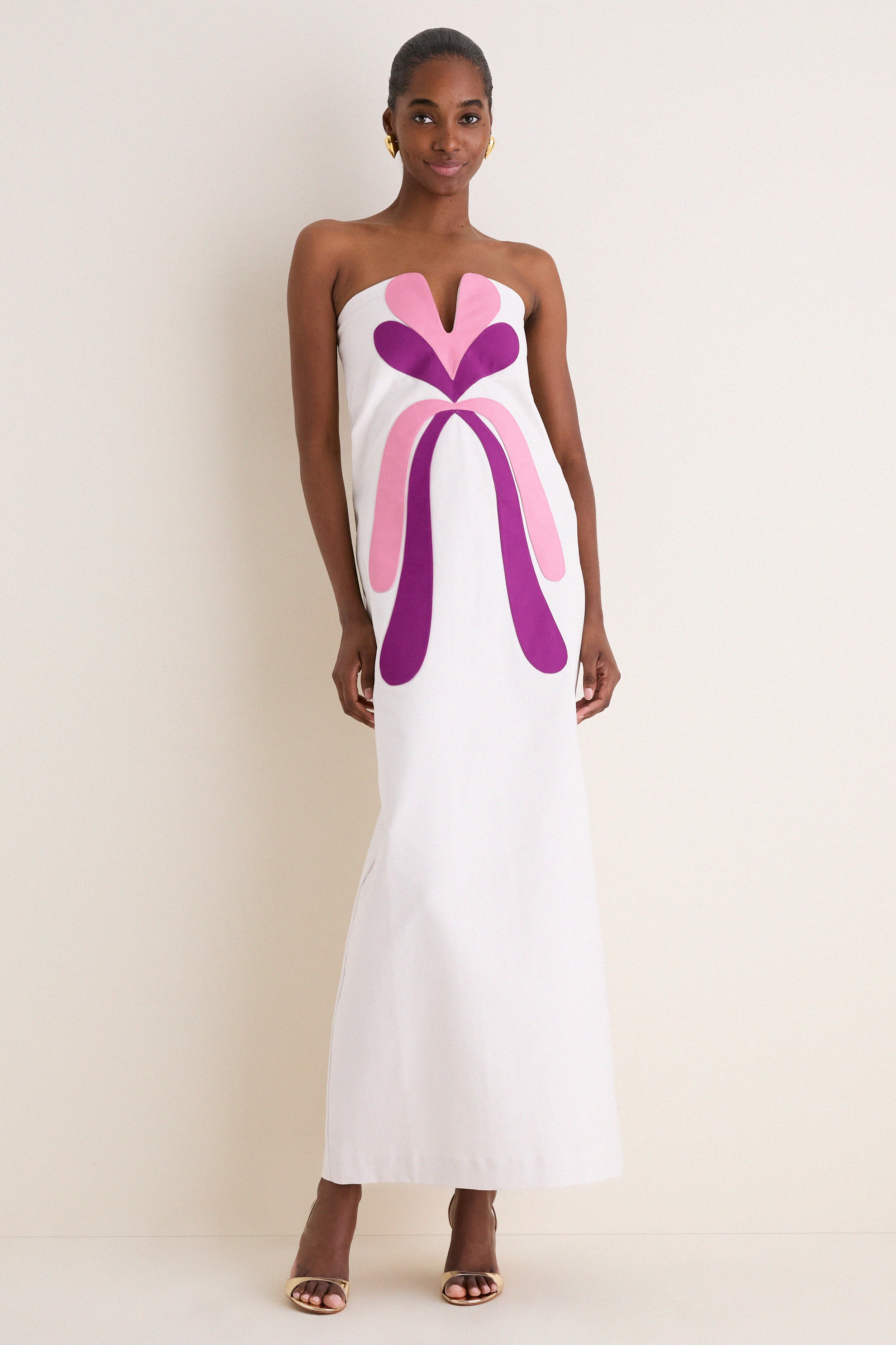 Off White Structured Petal Maxi Dress | Adriana Degreas Off White Structured Petal Maxi Dress | Adriana Degreas