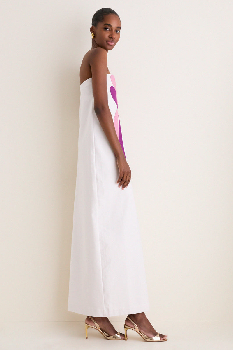 Off White Structured Petal Maxi Dress