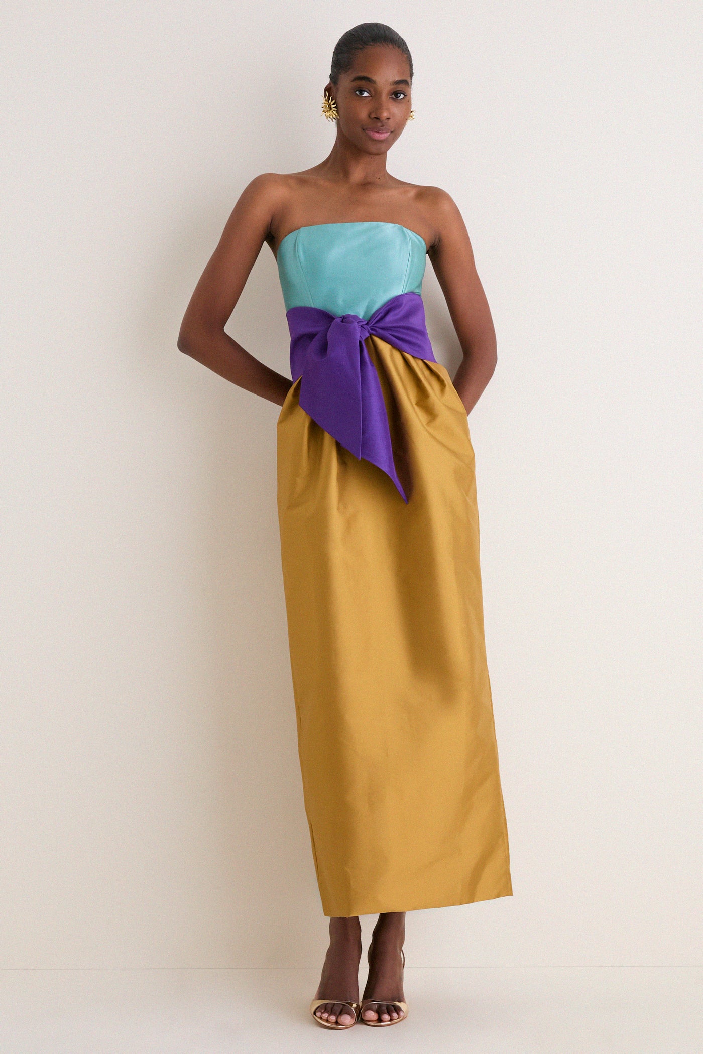 Ochre Structured Maxi Dress | Adriana Degreas Ochre Structured Maxi Dress | Adriana Degreas
