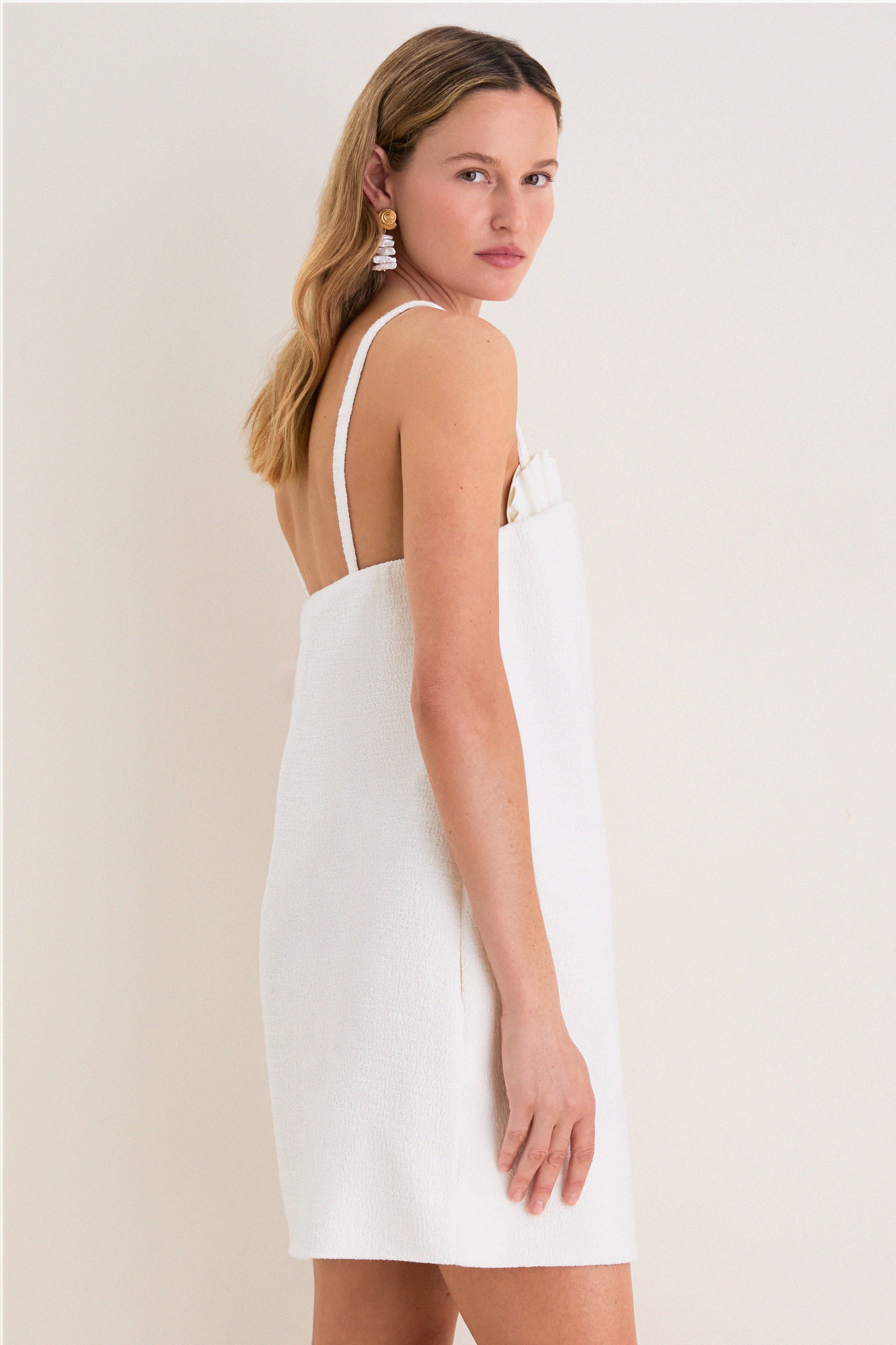 Off White Shell Bustier Mini Dress | Adriana Degreas