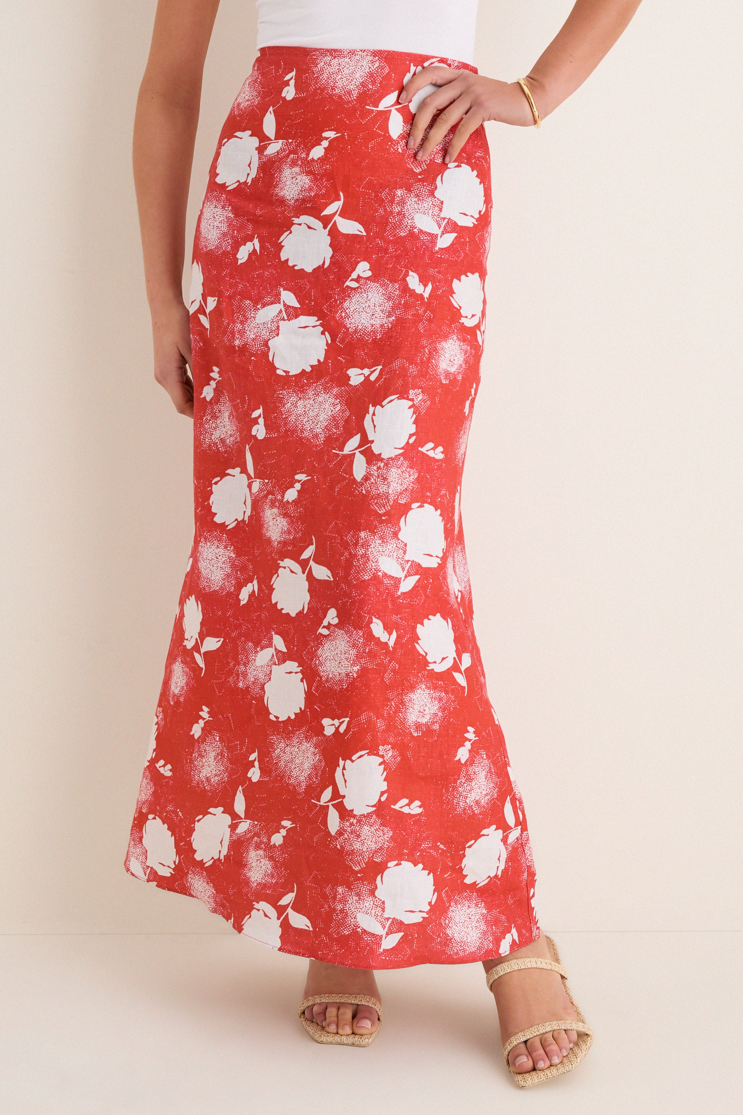 Sunrose Rosso Martina Maxi Skirt