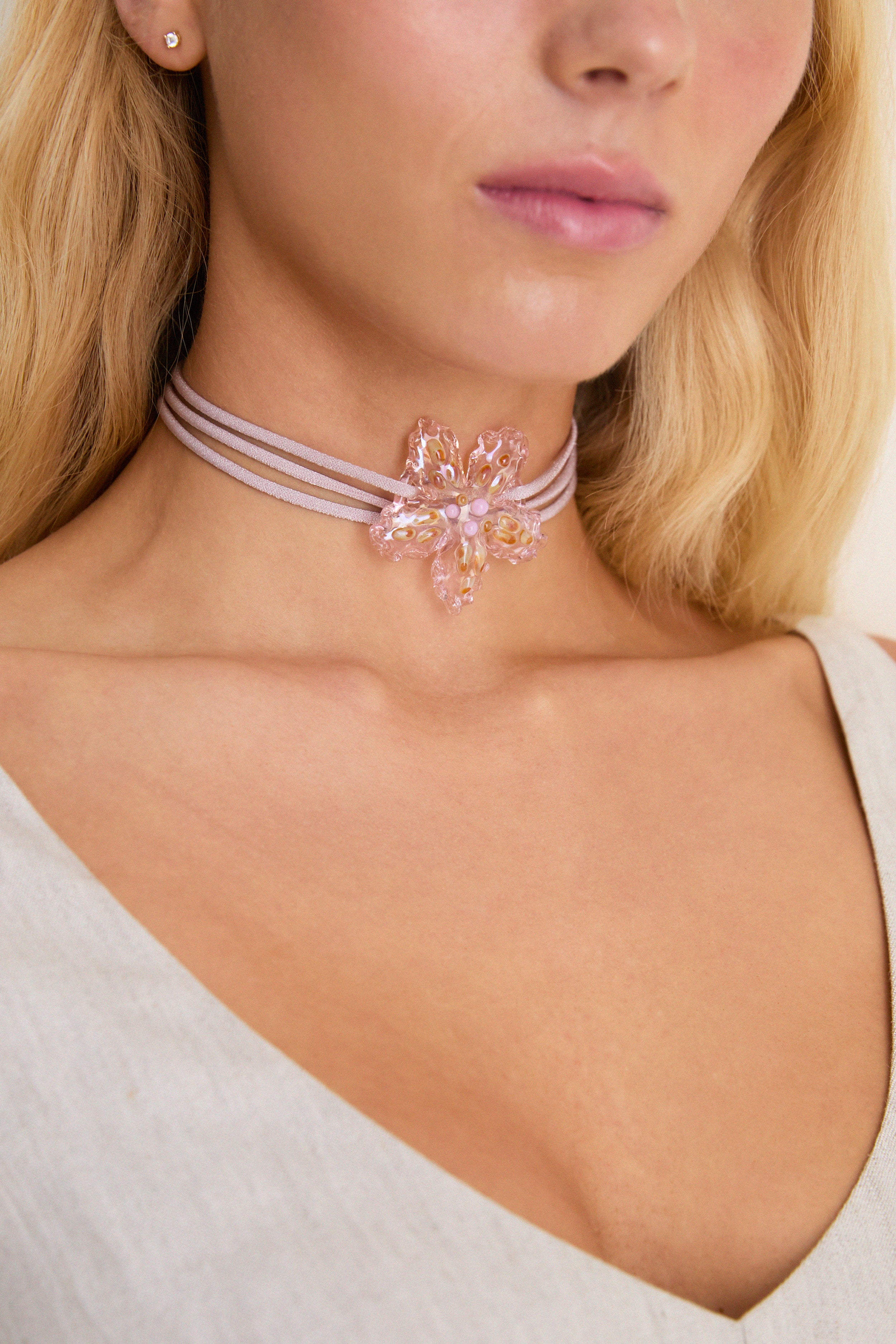 Pink Glass Betta Necklace