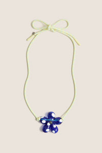 Cobalt Blue and Yellow Glass Halo Pop Necklace