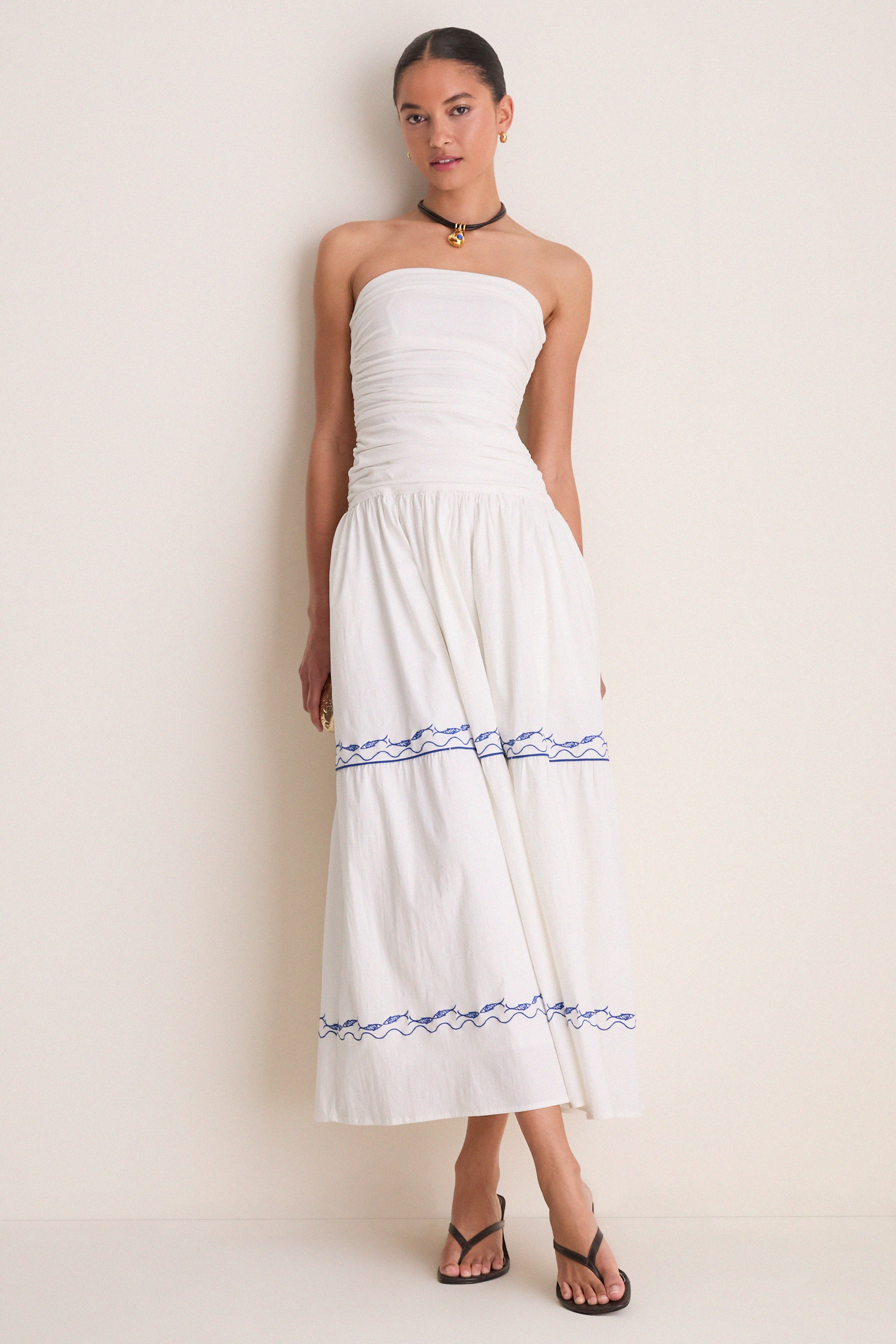 Line & Dot Women's Oia Strapless Maxi Dress - White - Maxi dresses Line & Dot Women's Oia Strapless Maxi Dress - White - Maxi dresses