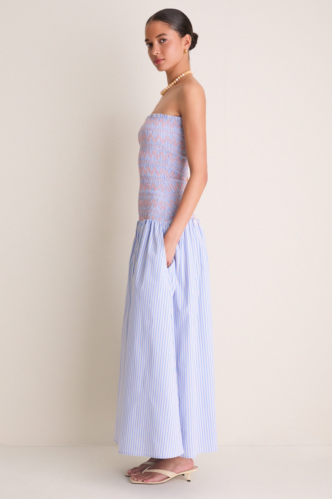 blue multi dress Naomi Short Sleeve Maxi Dress