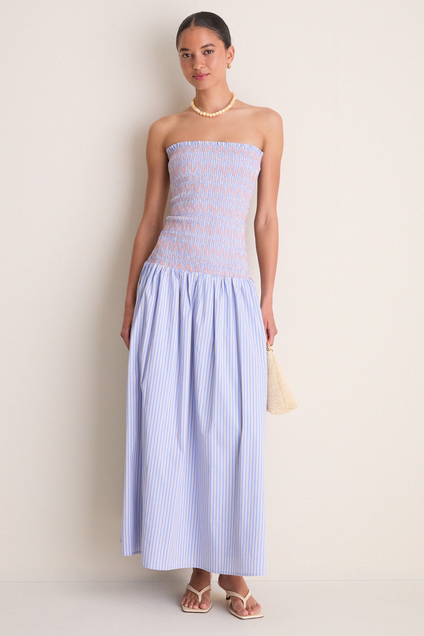 Blue Multi Eleni Smocked Midi Dress | Line & Dot