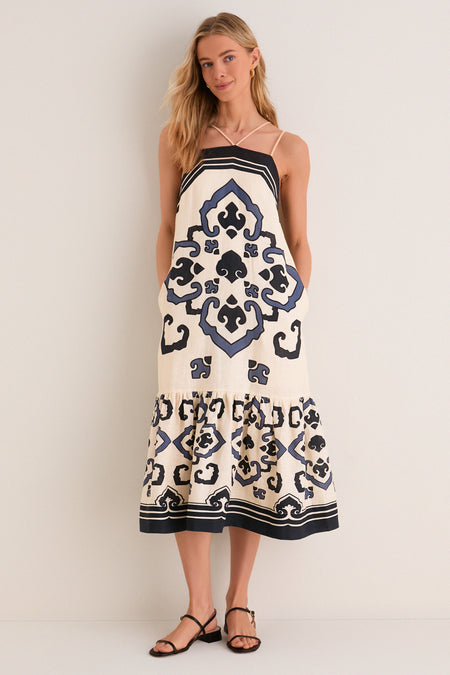 Exclusive Cream Blaise Print Spaghetti Strap Dress