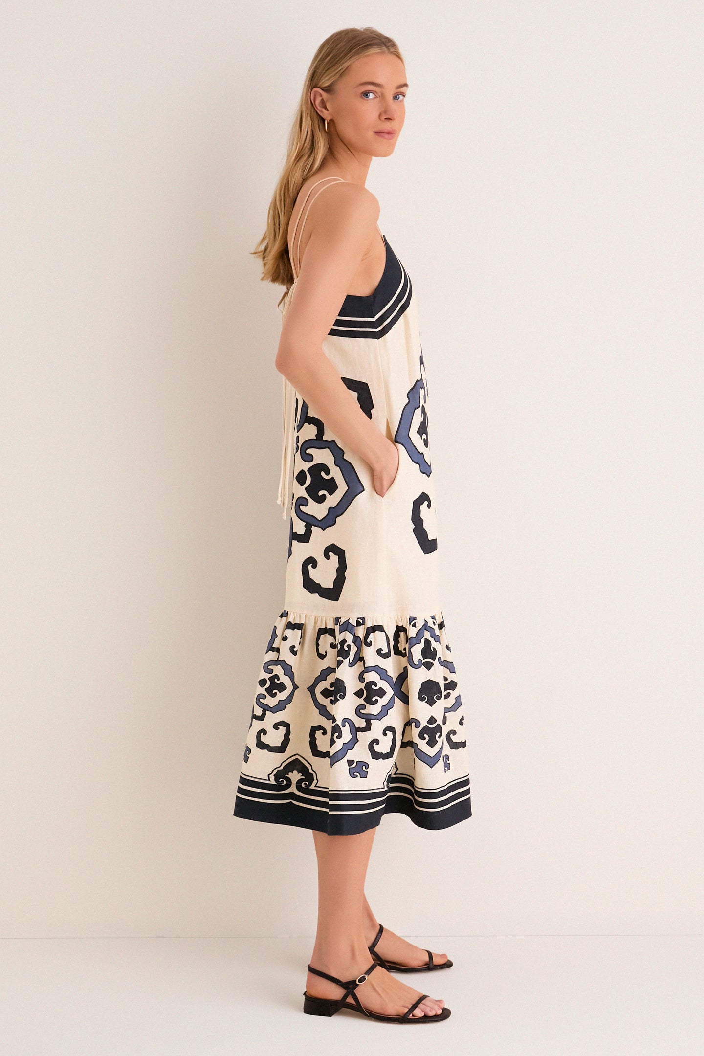 Exclusive Cream Blaise Print Spaghetti Strap Dress