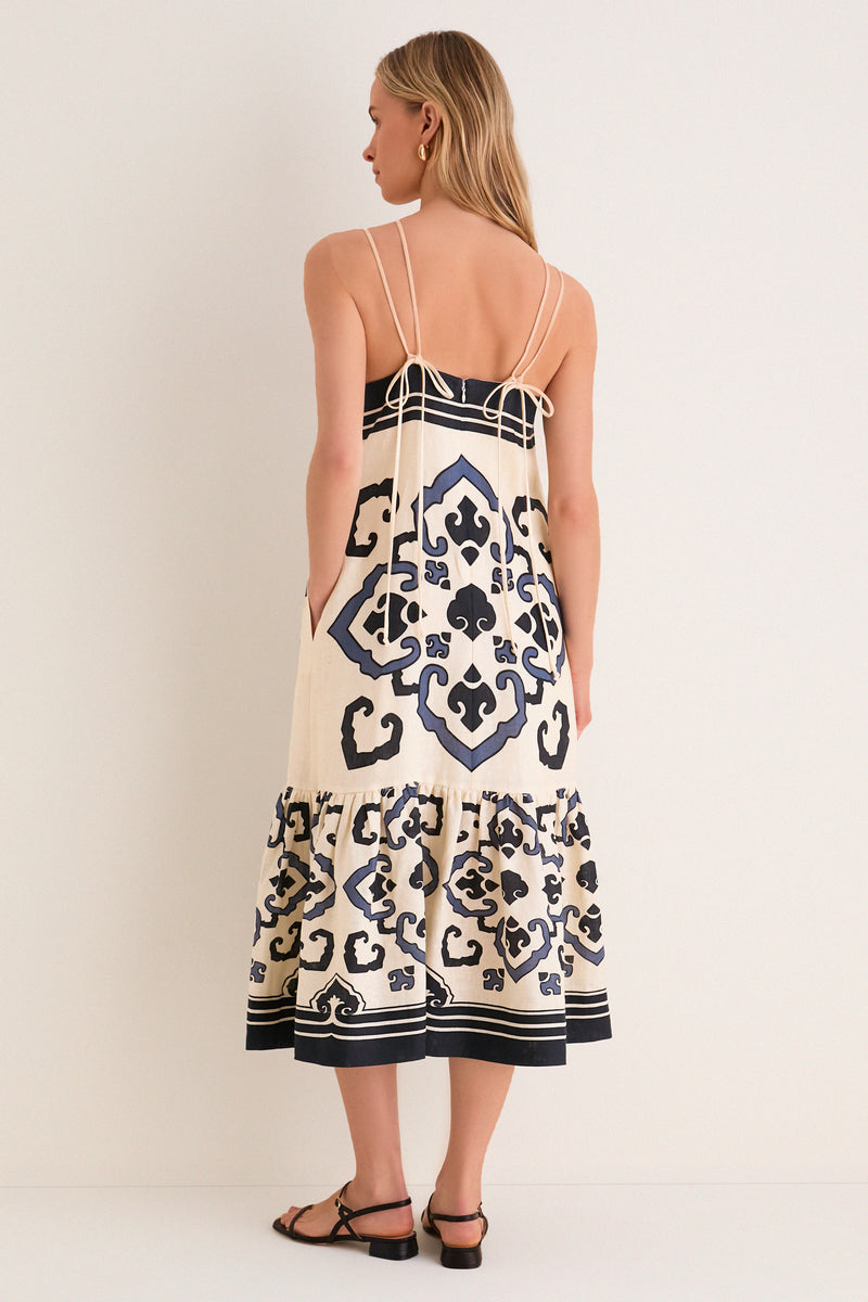 Exclusive Cream Blaise Print Spaghetti Strap Dress