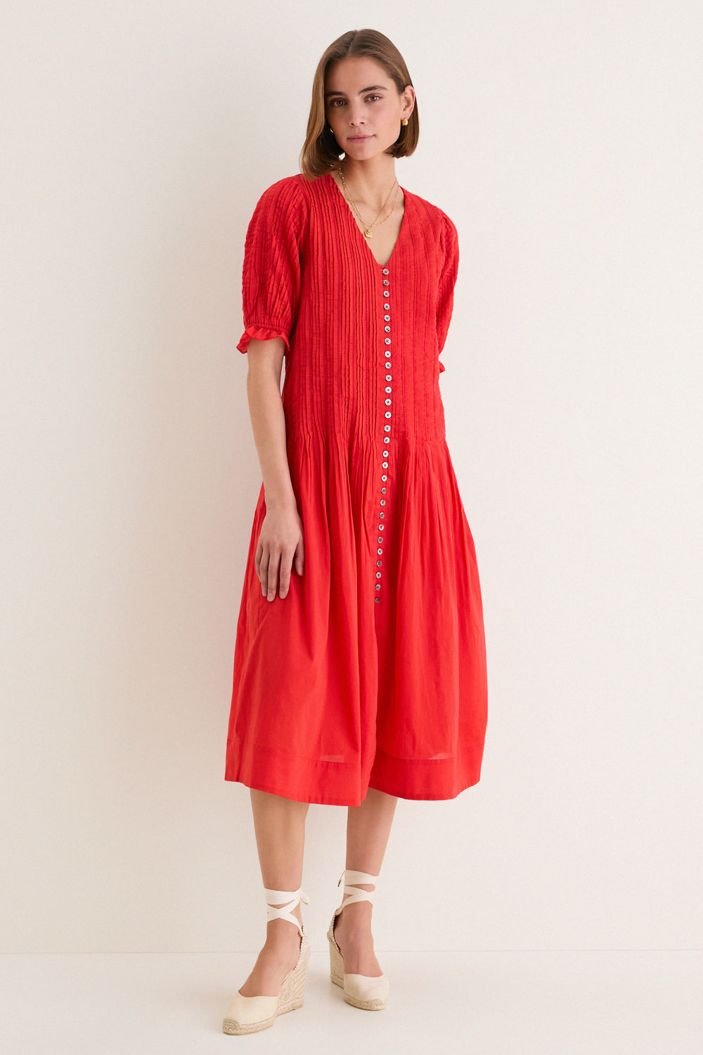 Sea New York Red Alberte Solid Puff Sleeve Dress Red / XS