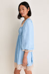 Blue Ethel Solid Mini Long Sleeve Dress