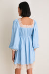 Blue Ethel Solid Mini Long Sleeve Dress