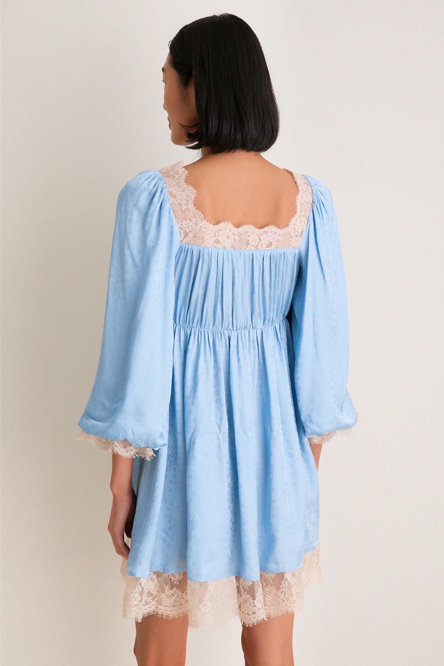 Blue Ethel Solid Mini Long Sleeve Dress