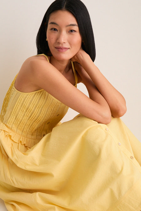 Yellow Alberte Solid Tank Dress
